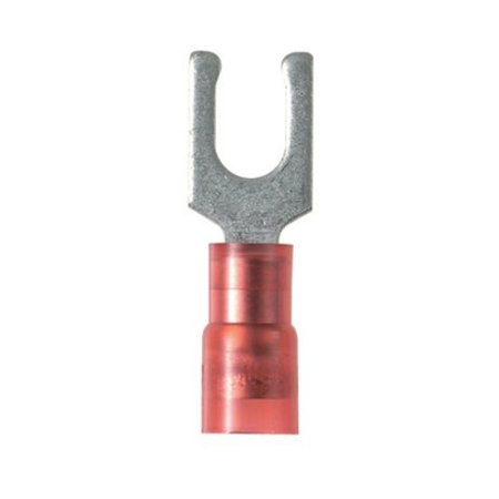 PANDUIT 22-18 AWG Nylon Locking Fork Terminal #6 Stud PK100, Insulation Color: Red PN18-6LF-C